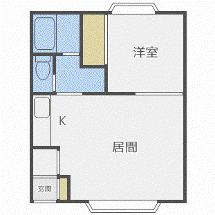 フリューゲルS24(1LDK/2階)の間取り写真