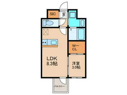 セレニテ東梅田アリエ(1LDK/10階)の間取り写真