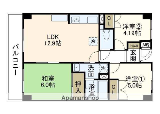 サニーヒル(3LDK/2階)の間取り写真