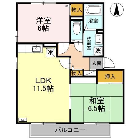 ラフィネ・A(2LDK/2階)の間取り写真