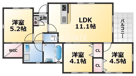 サンライズ平和台(3LDK/1階)の間取り写真