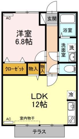 メロディ ハイム(1LDK/2階)の間取り写真