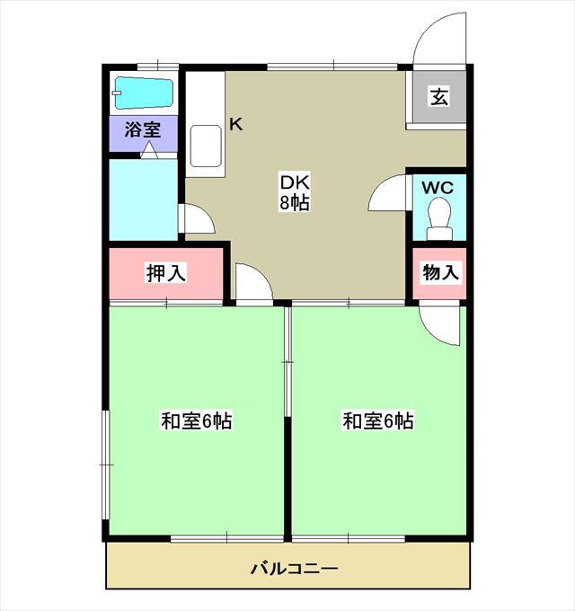 コーポ吉原(2DK/2階)の間取り写真