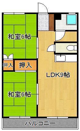 白銀マンション(2LDK/2階)の間取り写真