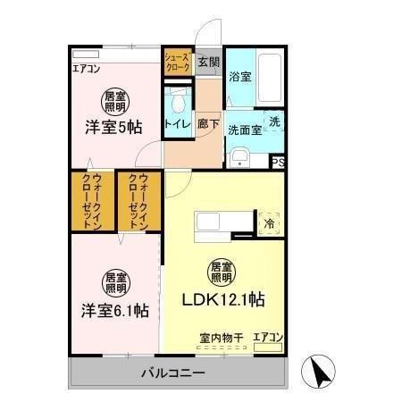 ラ・ペジブル A(2LDK/2階)の間取り写真