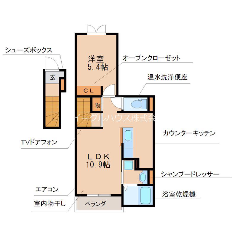 プレシャス蔵上II(1LDK/2階)の間取り写真