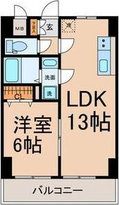 プリミエール平和(1LDK/4階)の間取り写真
