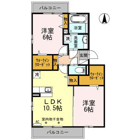 ボナール・K(2LDK/2階)の間取り写真