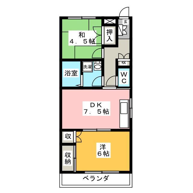 メゾンプランタン(2DK/2階)の間取り写真