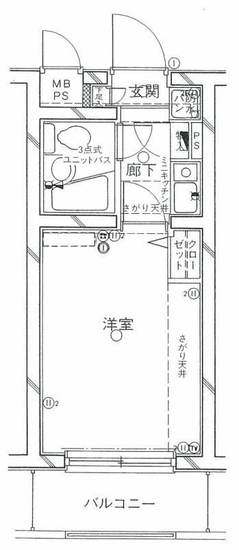 クリオ根岸弐番館(1K/3階)の間取り写真