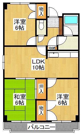 ラ・ファミーユ(3LDK/4階)の間取り写真