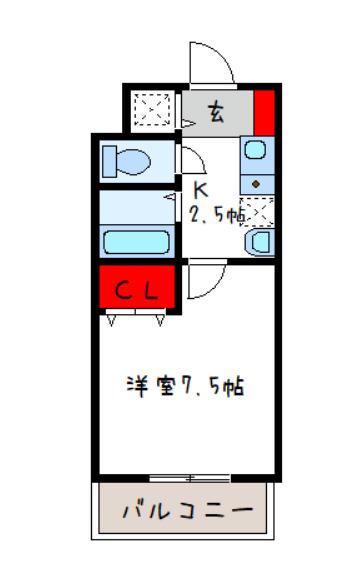 メゾンソレイユ(1K/1階)の間取り写真
