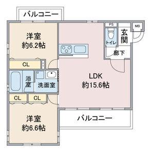 RESPECT(2LDK/3階)の間取り写真