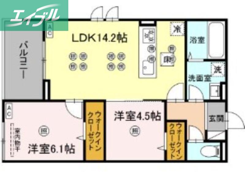 フェリックス(2LDK/1階)の間取り写真