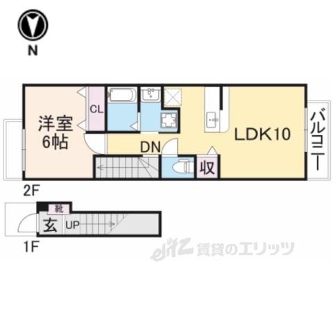 メイプルコートⅡ(1LDK/2階)の間取り写真