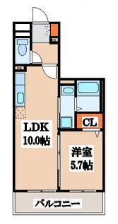 ヴェルデ東大阪(1LDK/1階)の間取り写真