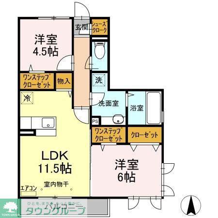 ル・シエル(2LDK/2階)の間取り写真