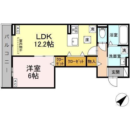 D-AVANCEつつじが丘II(1LDK/1階)の間取り写真