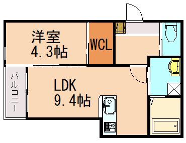 BRAVE BASE 遠賀 サウス(1LDK/1階)の間取り写真