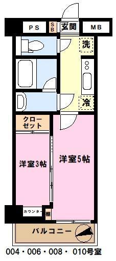 メインステージ川口リンクス(2K/6階)の間取り写真