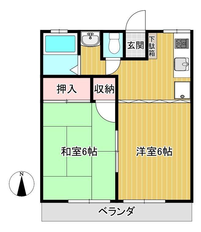 YSマンション(1LDK/2階)の間取り写真