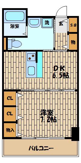 リバーフォード中之島(1DK/4階)の間取り写真
