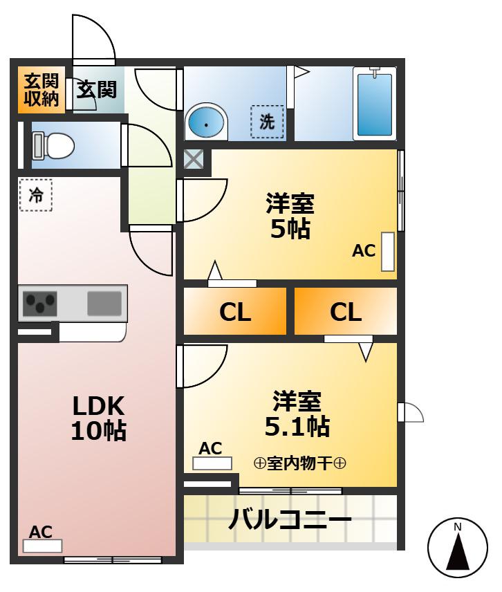 セントハイランド石神井(2LDK/2階)の間取り写真