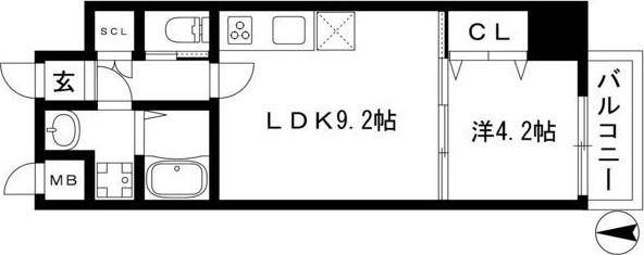 アンジュ栄(1LDK/3階)の間取り写真