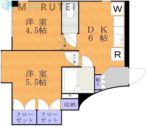 スパイラル246(2DK/1階)の間取り写真