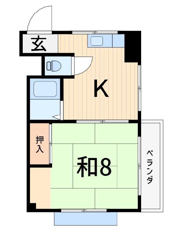 八十吉コーポ(1DK/3階)の間取り写真