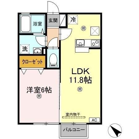 GENESIS(1LDK/1階)の間取り写真