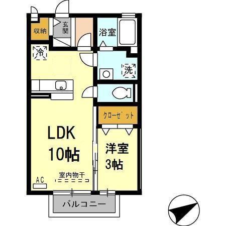 コンフォート ヴィラ(1LDK/2階)の間取り写真