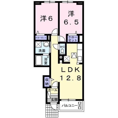 カーサ ブリオ 大内問田 I(2LDK/1階)の間取り写真