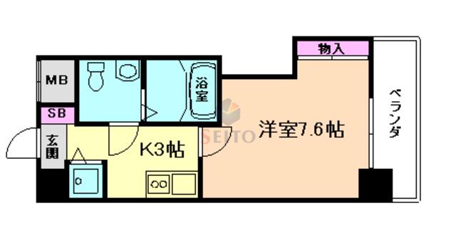 ヴェリテ三国(1K/3階)の間取り写真
