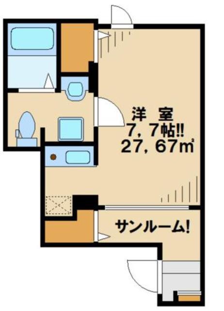 ファースト聖蹟(ワンルーム/1階)の間取り写真