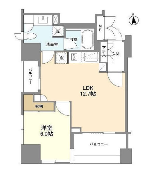 LASANTE 麻布十番(1LDK/2階)の間取り写真