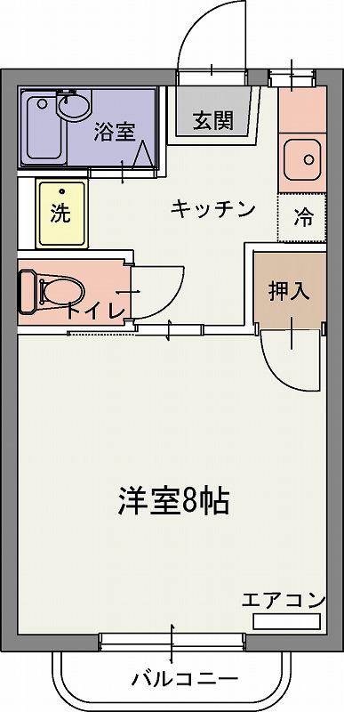 チェリーハウスB(1K/2階)の間取り写真