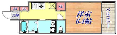 ロジュマンヴェールB棟(1K/3階)の間取り写真