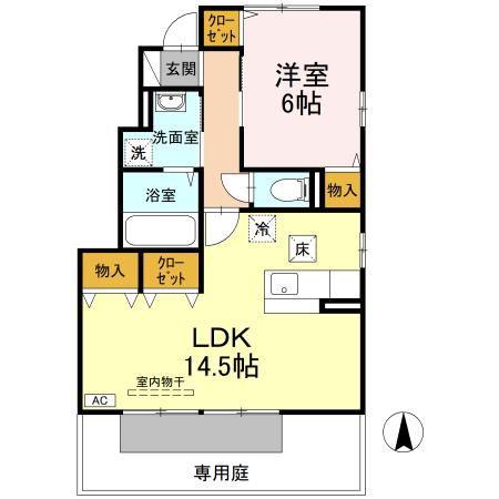CASA VIVACE(1LDK/1階)の間取り写真