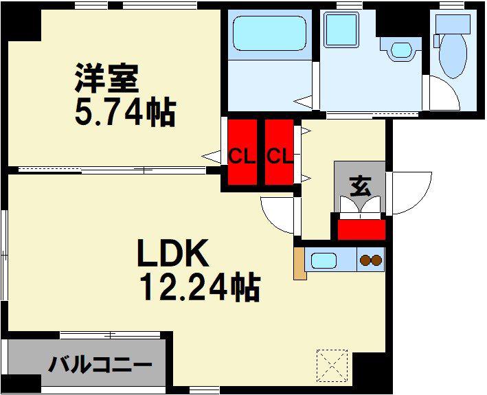 マンションマラネロ(1LDK/2階)の間取り写真