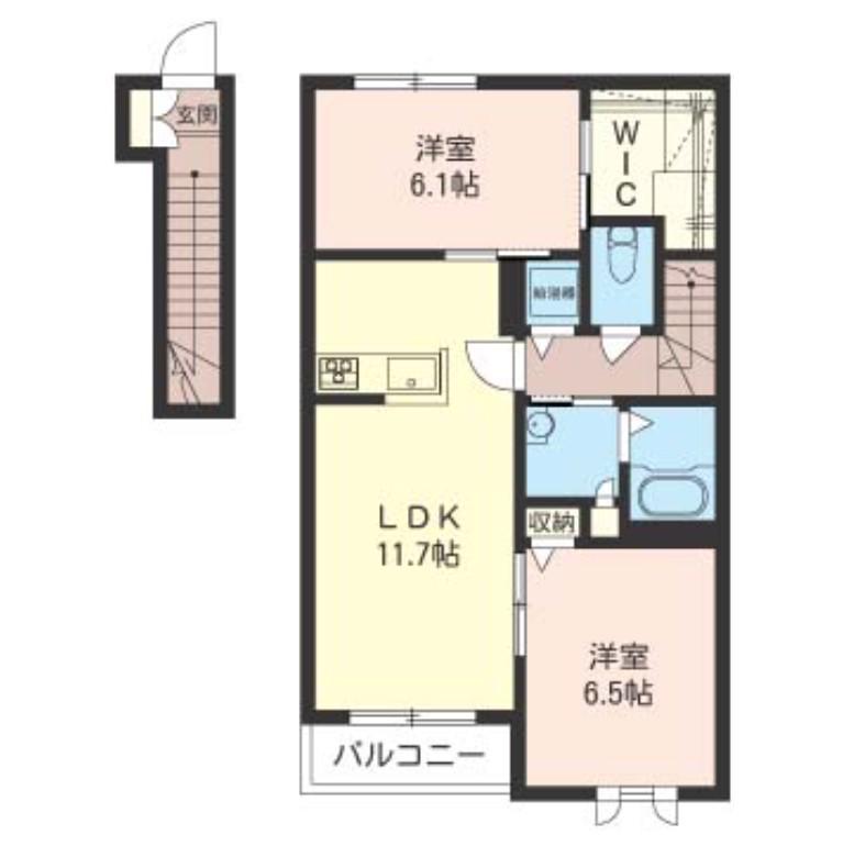 リッシェル(2LDK/2階)の間取り写真