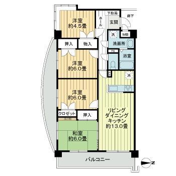 サンライフ小倉南(4LDK/3階)の間取り写真