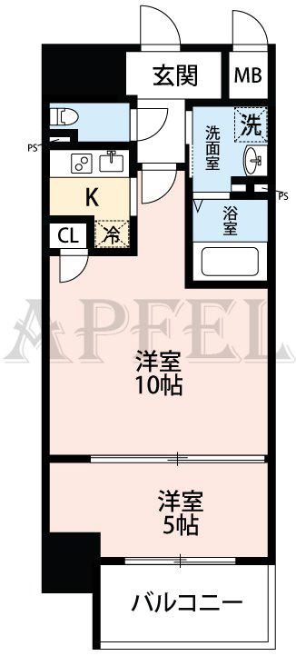ブリリアントジュネス本町(1LDK/2階)の間取り写真