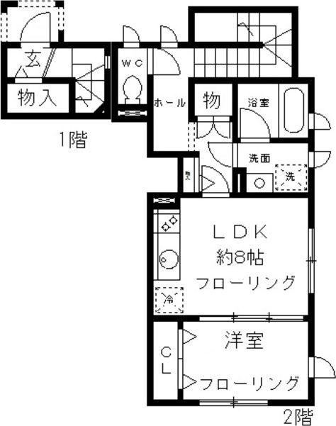 CASITAFORTUNA(1LDK/2階)の間取り写真