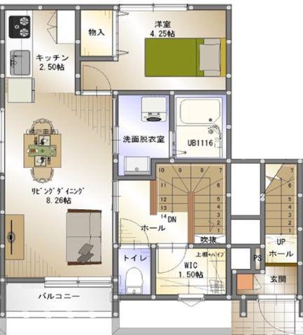 ソラーレ渡邉(1LDK/2階)の間取り写真