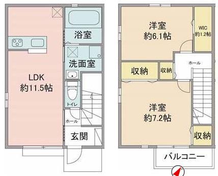 アルティアB(2LDK/1階)の間取り写真