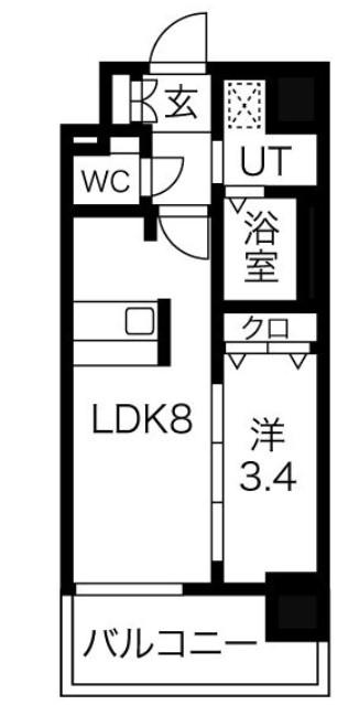 ディアレイシャス尾頭橋(1LDK/6階)の間取り写真