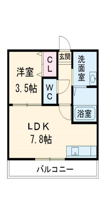アンボワーズ(1LDK/1階)の間取り写真