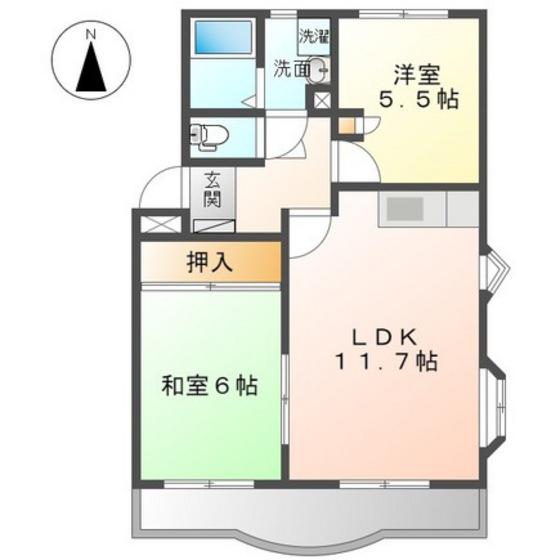 エトワール(2LDK/1階)の間取り写真