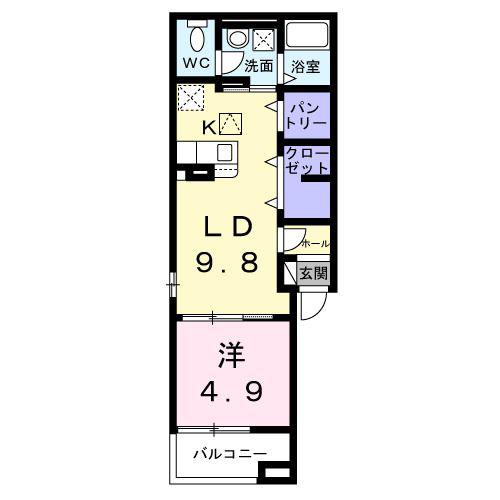 セレッソ パルケ(1LDK/1階)の間取り写真